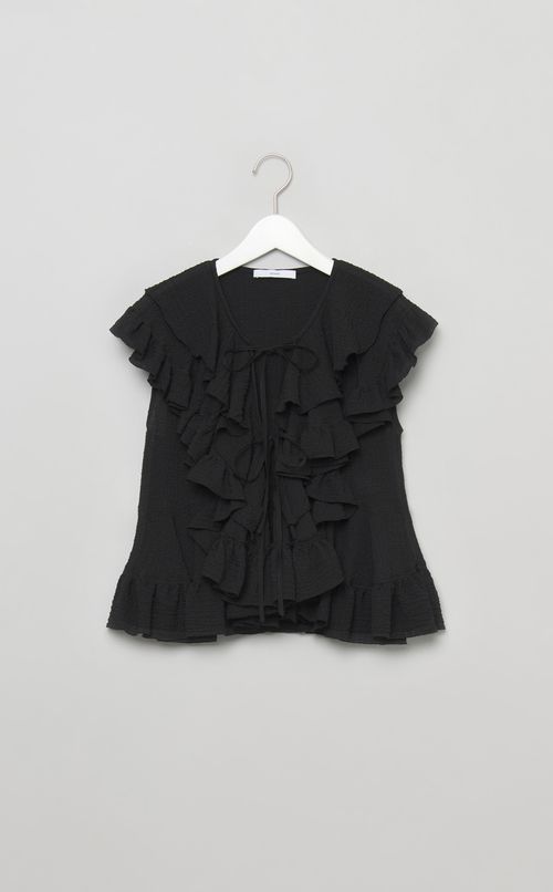 ペプラムフリルブラウス