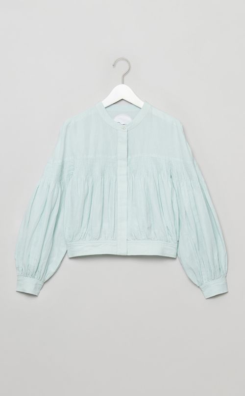 コットンタックギャザーブラウス