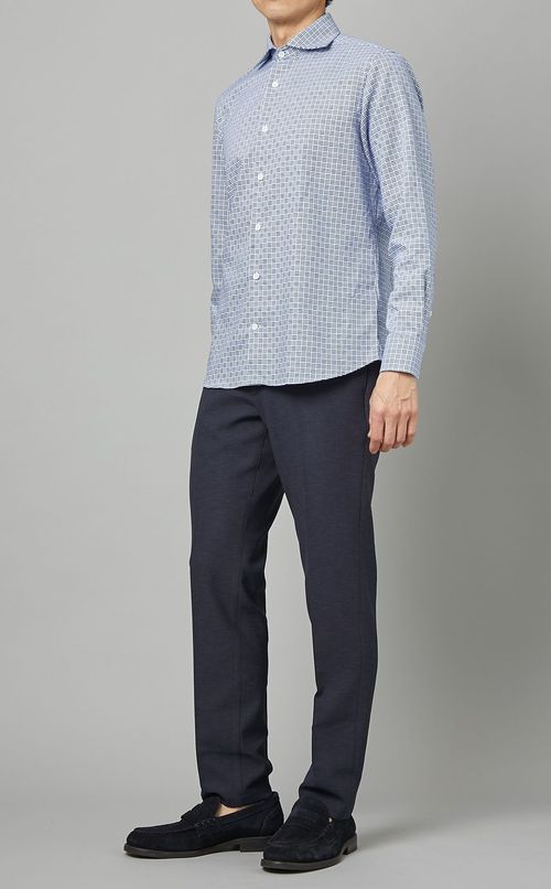 ドビーブルーシャツ