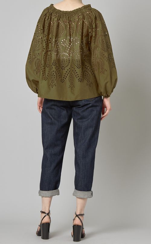 パネルレーススモックブラウス