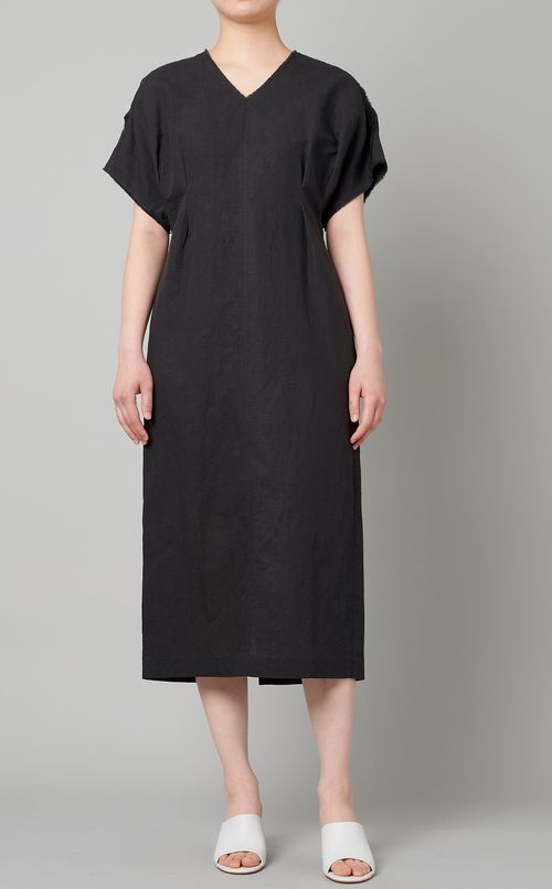 リネンコットンタックワンピース