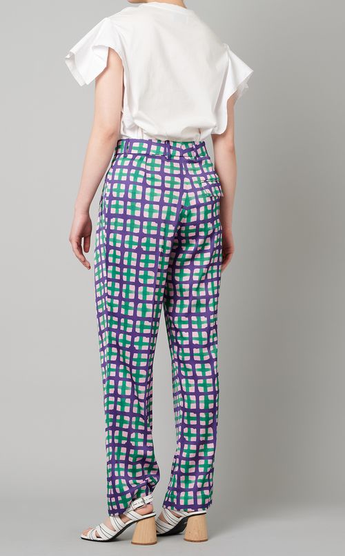 チェックプリントストレートパンツ