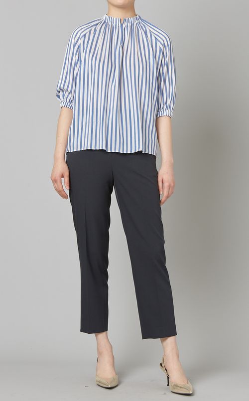 ストライプギャザーブラウス