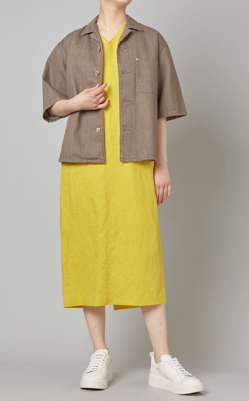 リネンコットンタックワンピース