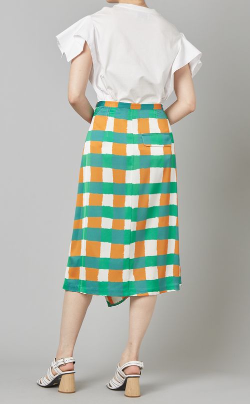 チェックプリントラップスカート