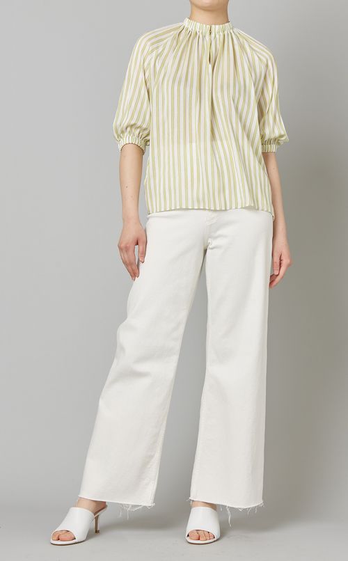 ストライプギャザーブラウス