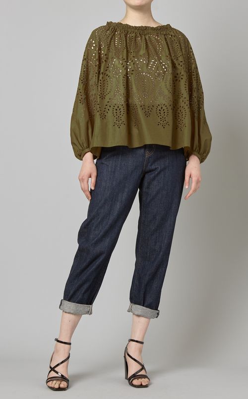 パネルレーススモックブラウス