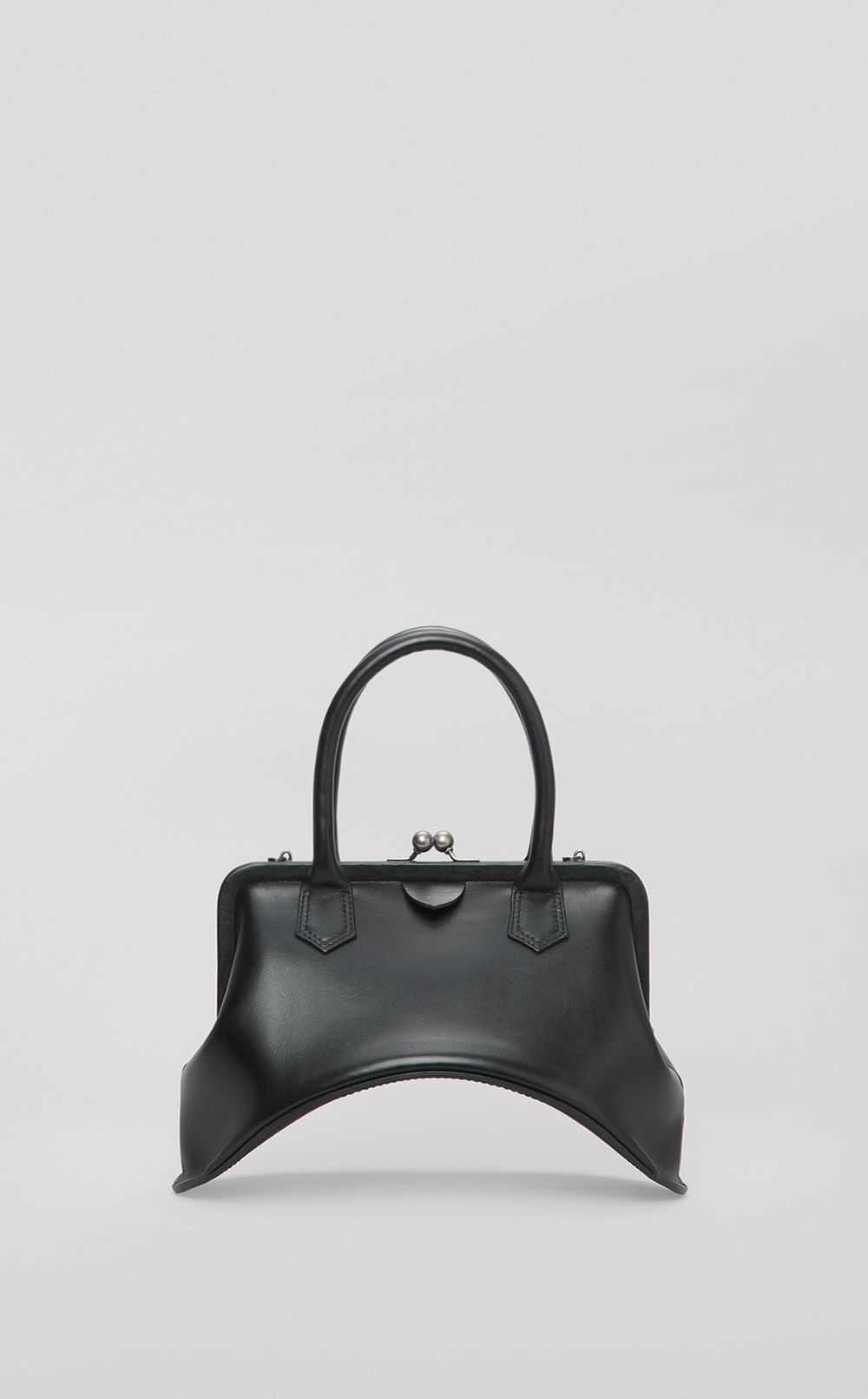 反り底ガマグチレザーバッグ