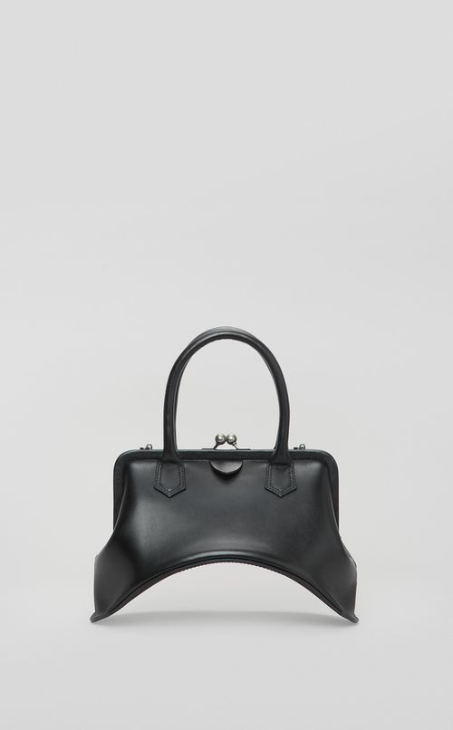 反り底ガマグチレザーバッグ