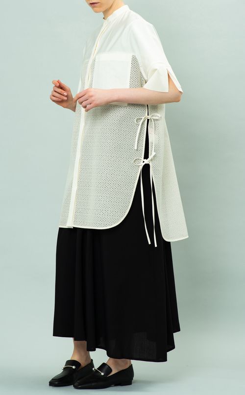 シルク混コットンレースブラウス