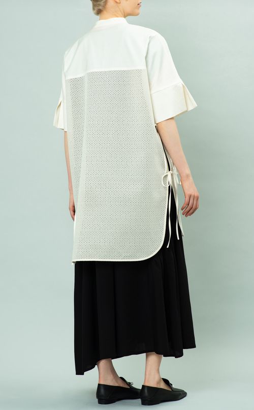 シルク混コットンレースブラウス