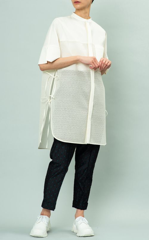 シルク混コットンレースブラウス