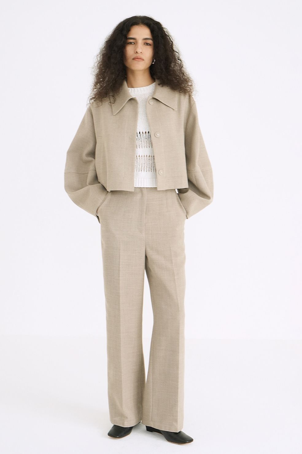 【希少】CLANE 2022SS コクーン　ショートジャケット　アイボリー　1 CLANE - コクーンショートジャケット - V NECK COCOON SHORT JACKET