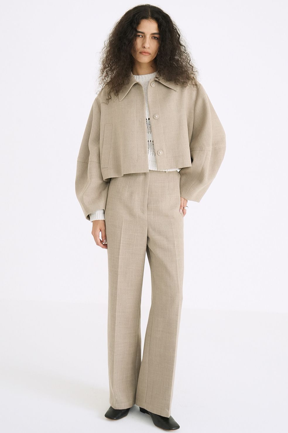 【CLANE】コクーンスリーブショートジャケット　ベージュ CLANE｜コクーンスリーブショートジャケット