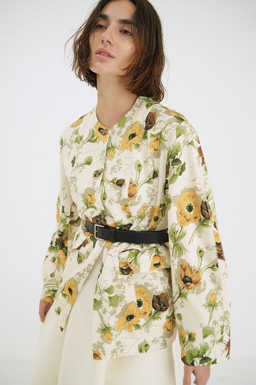 スカーフフラワーリボンシャツブルゾン