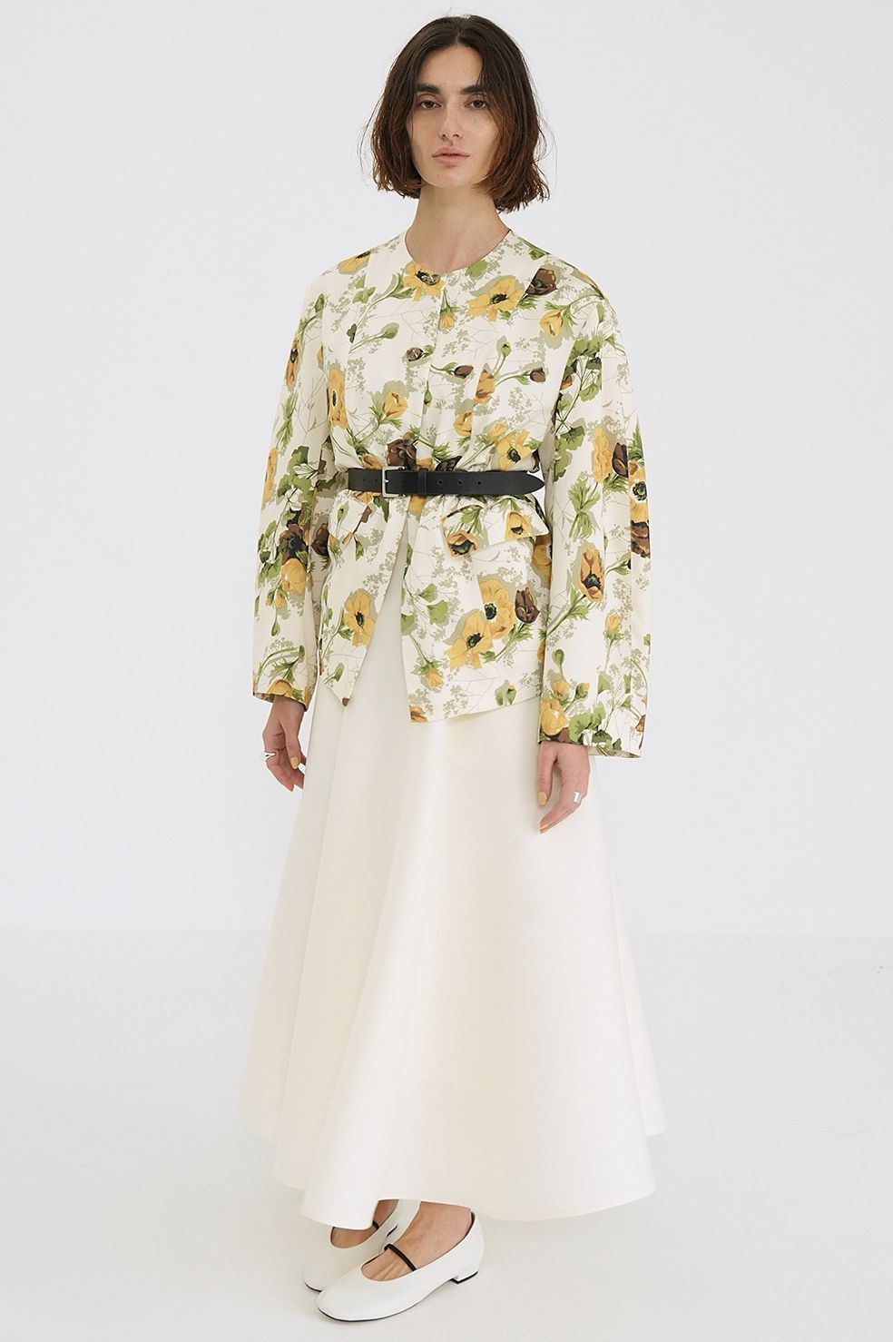 スカーフフラワーリボンシャツブルゾン