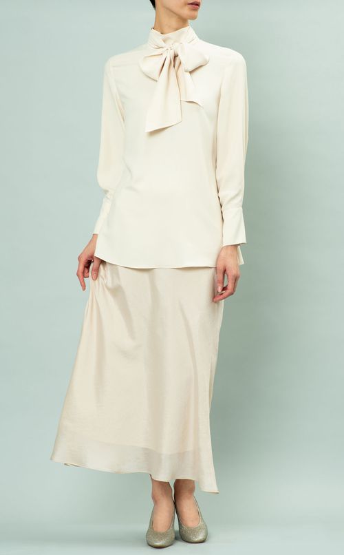 ボウタイ付チュニックブラウス