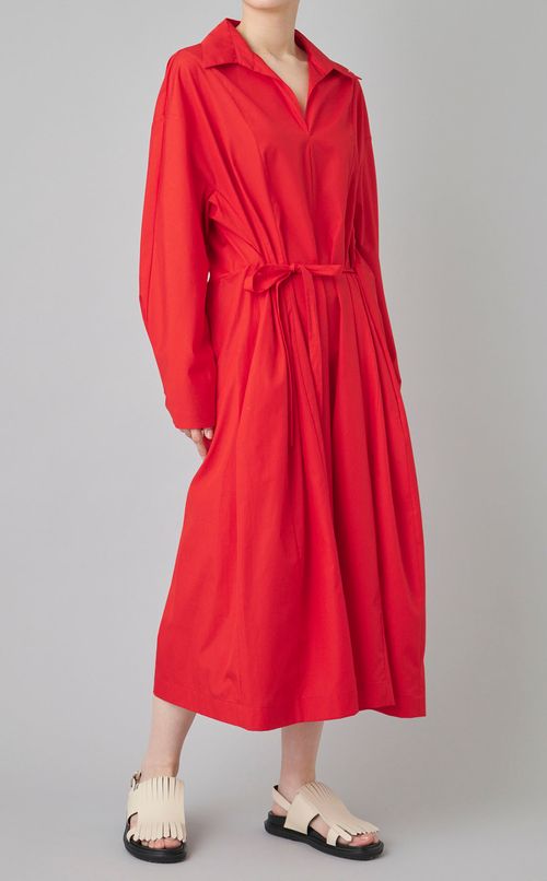 コットンポプリンベルテッドワンピース