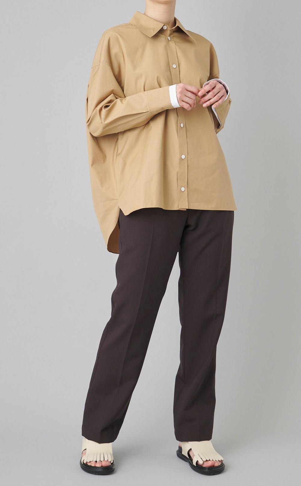 コットンポプリンバックギャザーブラウス