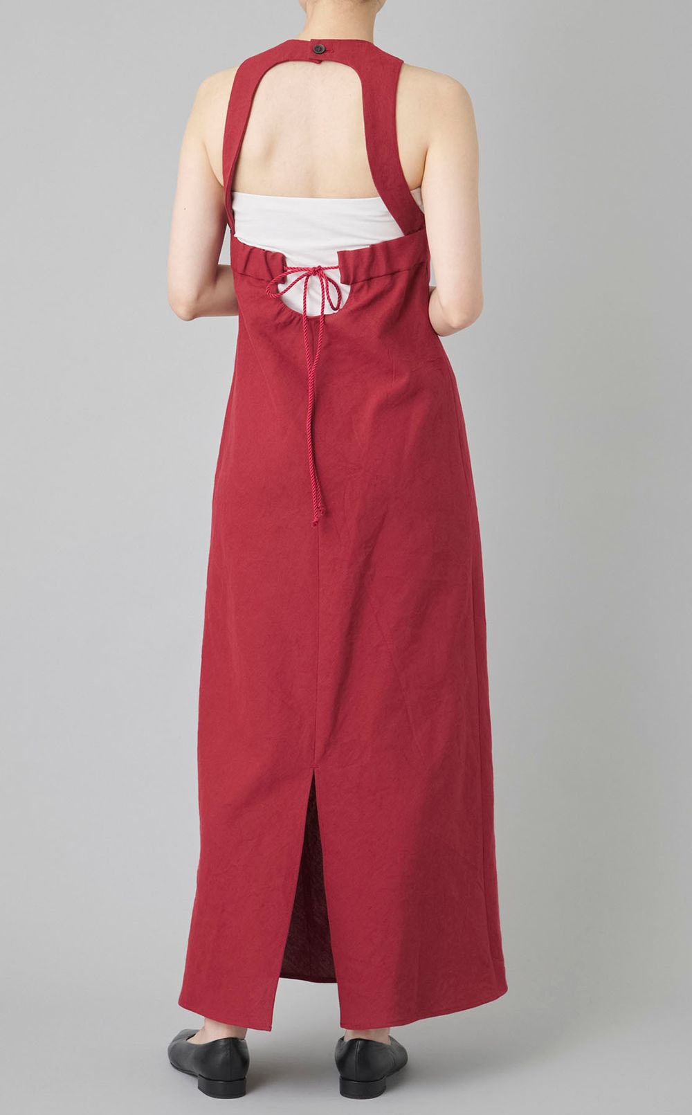 リネン混バックオープンドレス