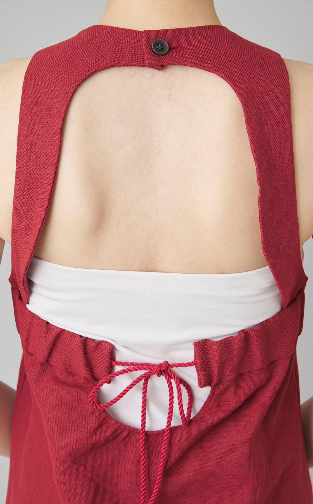 リネン混バックオープンドレス