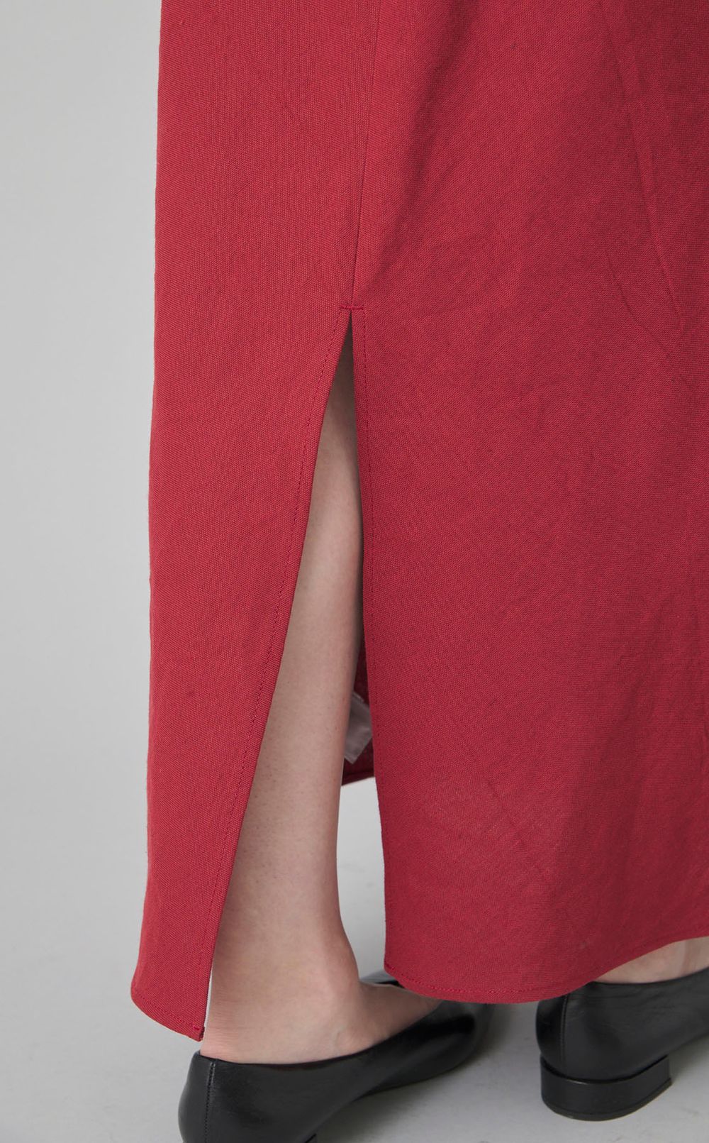 リネン混バックオープンドレス