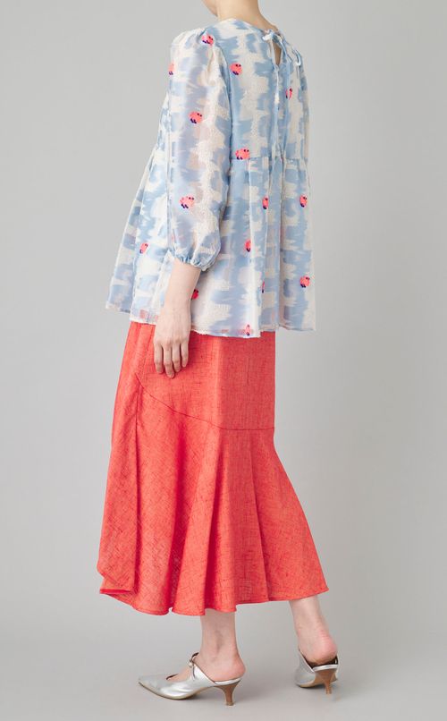コーラルジャガードブラウス