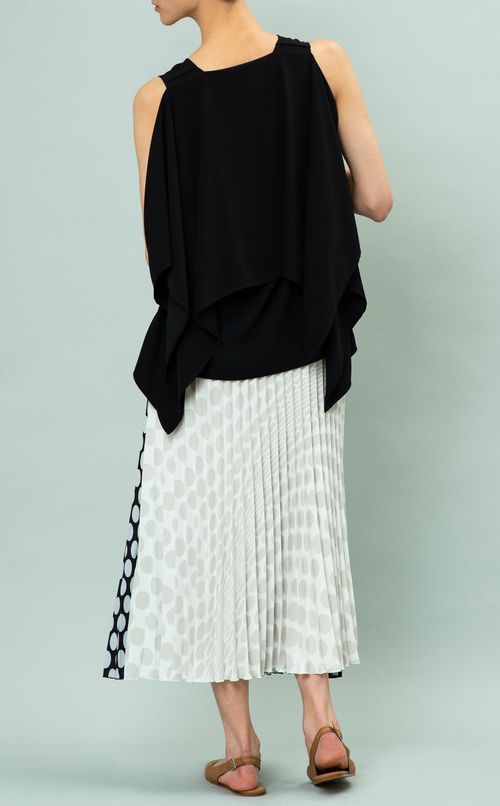 バイカラードットプリントスカート