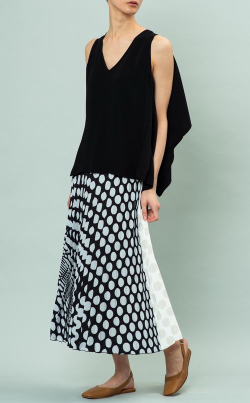 バイカラードットプリントスカート