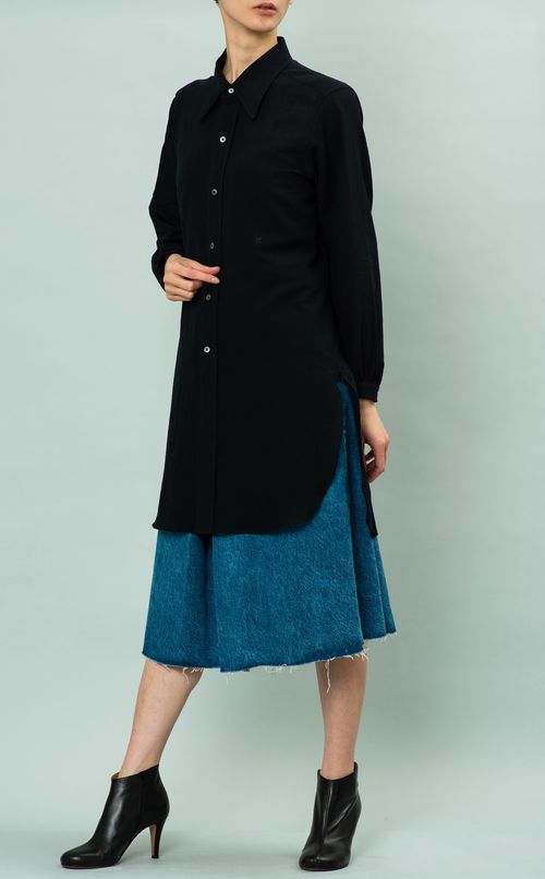リネン混ドレスロングシャツ