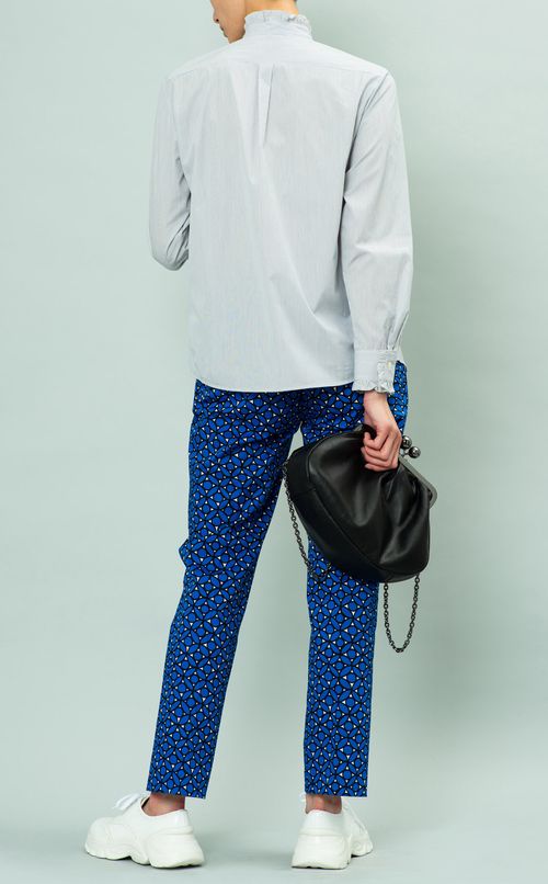 ストライプフリルブラウス