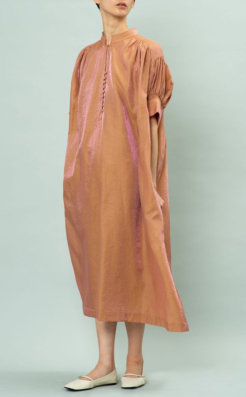 シャンブレースタンドカラーワンピース