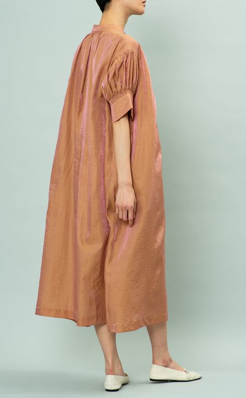 シャンブレースタンドカラーワンピース