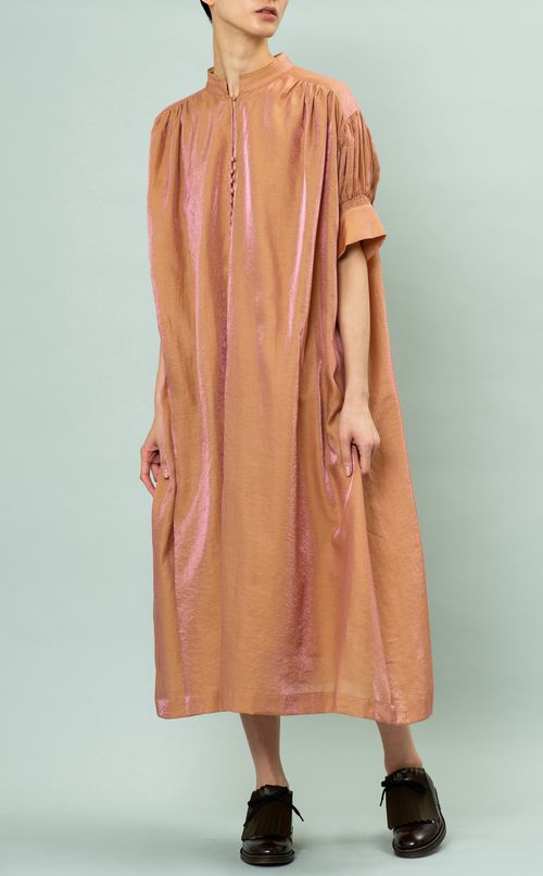 シャンブレースタンドカラーワンピース