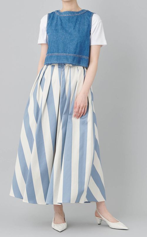 ウォッシュドデニムノースリーブトップス