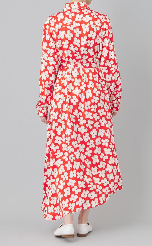 フラワープリントシャツワンピース