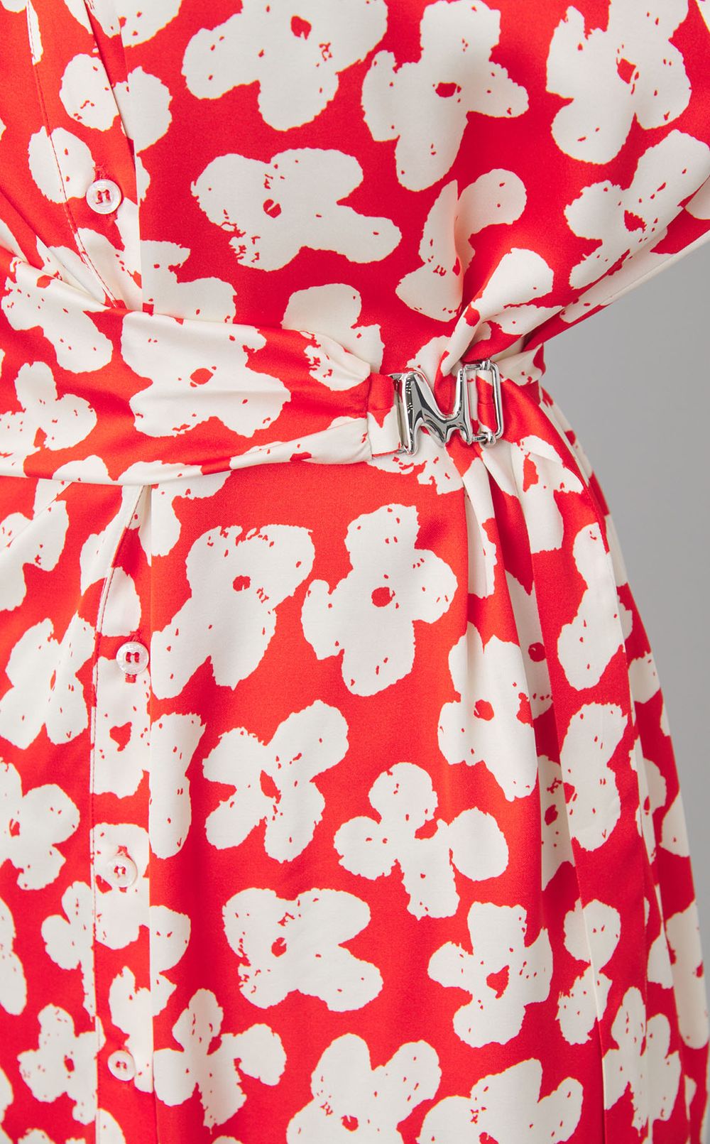 フラワープリントシャツワンピース