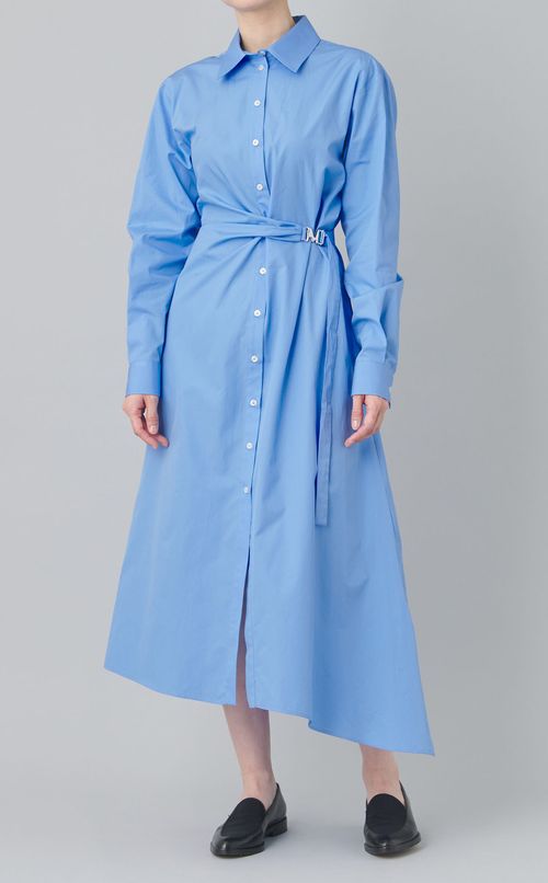 ポプリンギャザーベルトシャツワンピース