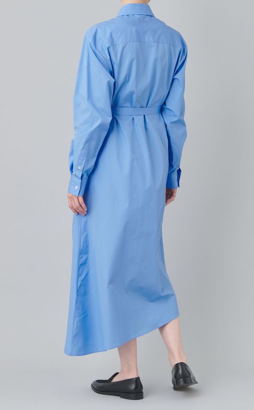 ポプリンギャザーベルトシャツワンピース