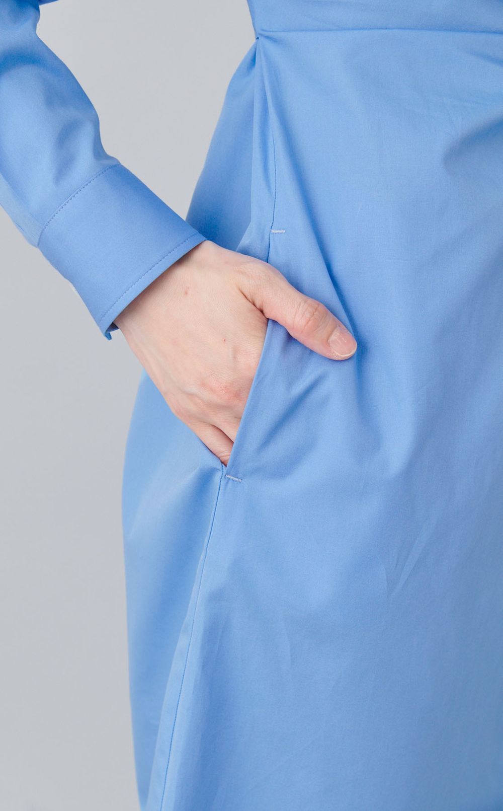 ポプリンギャザーベルトシャツワンピース