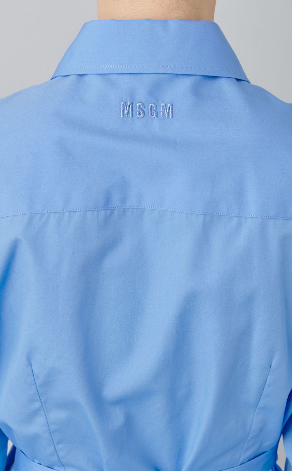 ポプリンギャザーベルトシャツワンピース