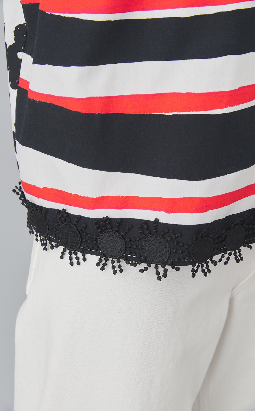 ボーダーフラワープリントショートシャツ