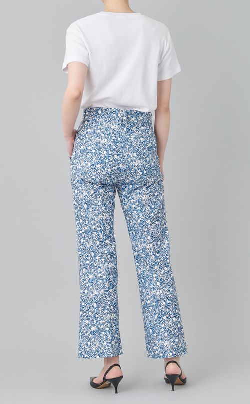 ストレッチ混プリントクロップドパンツ