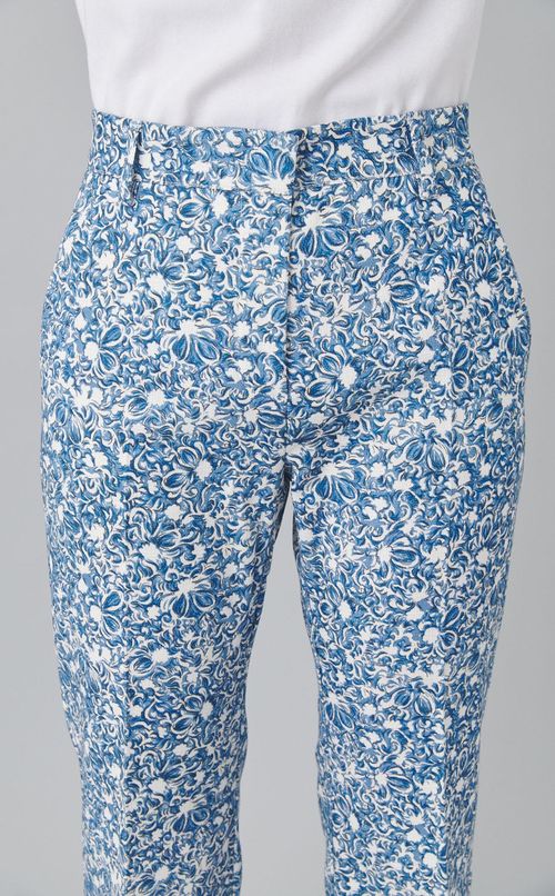 ストレッチ混プリントクロップドパンツ