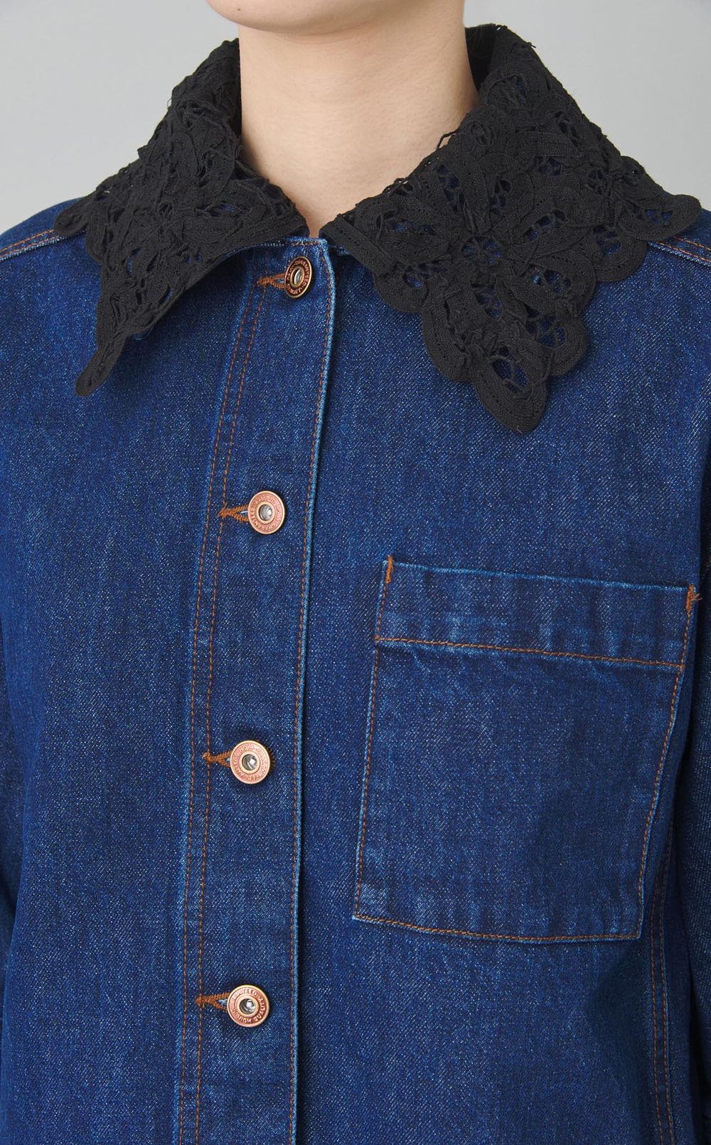 2wayレースカラーデニムジャケット