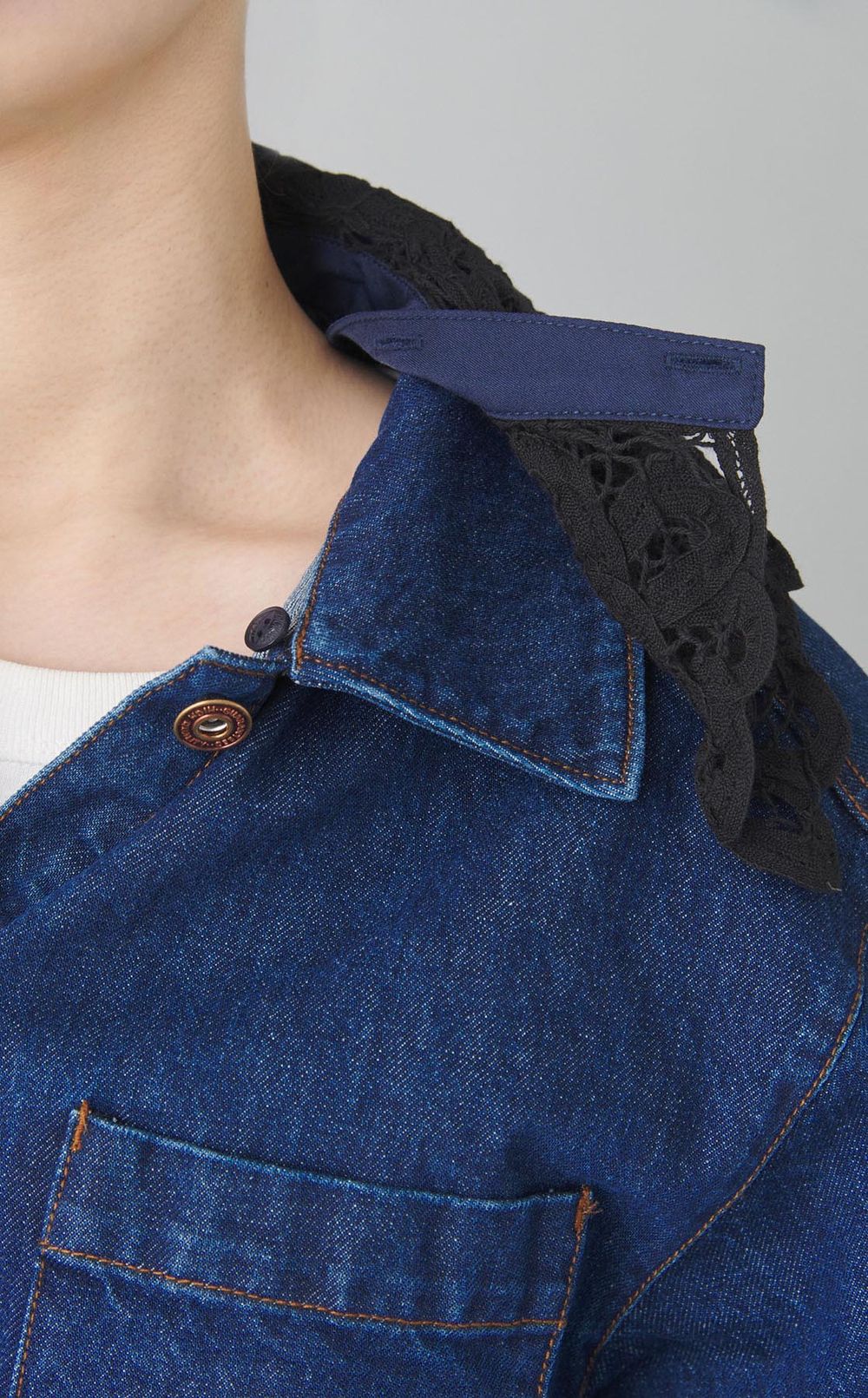 2wayレースカラーデニムジャケット