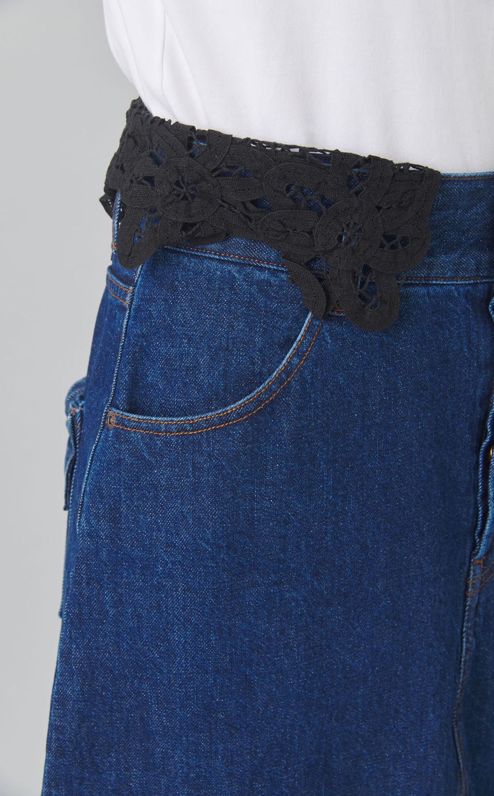 レースベルトデニムスカート