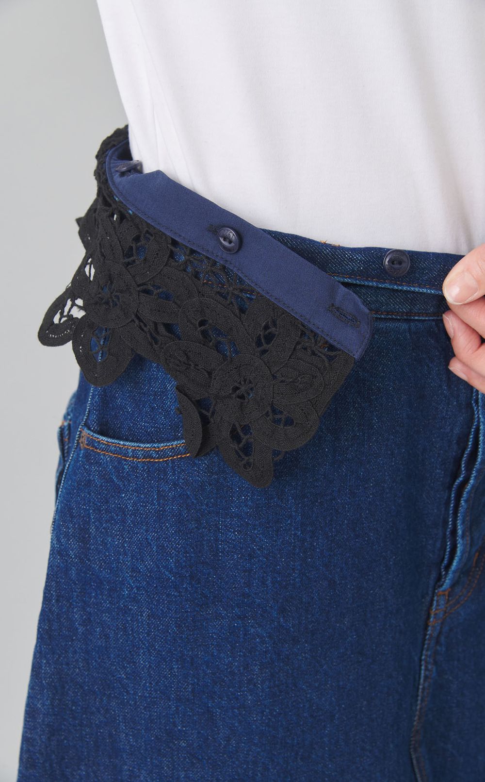 レースベルトデニムスカート