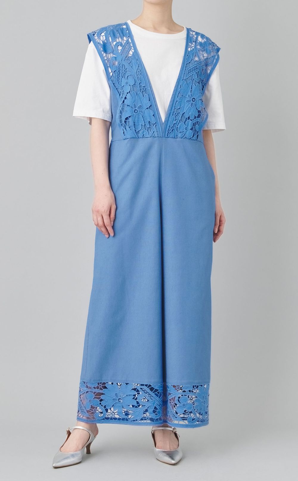 深Vネックレースサロペット