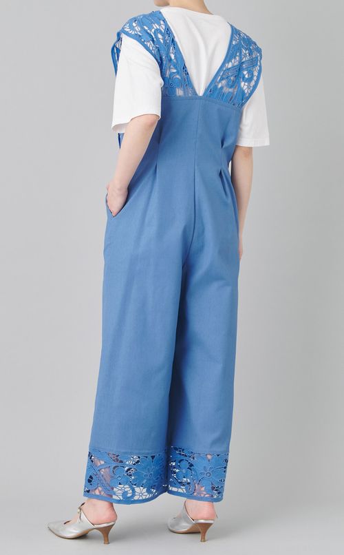 深Vネックレースサロペット